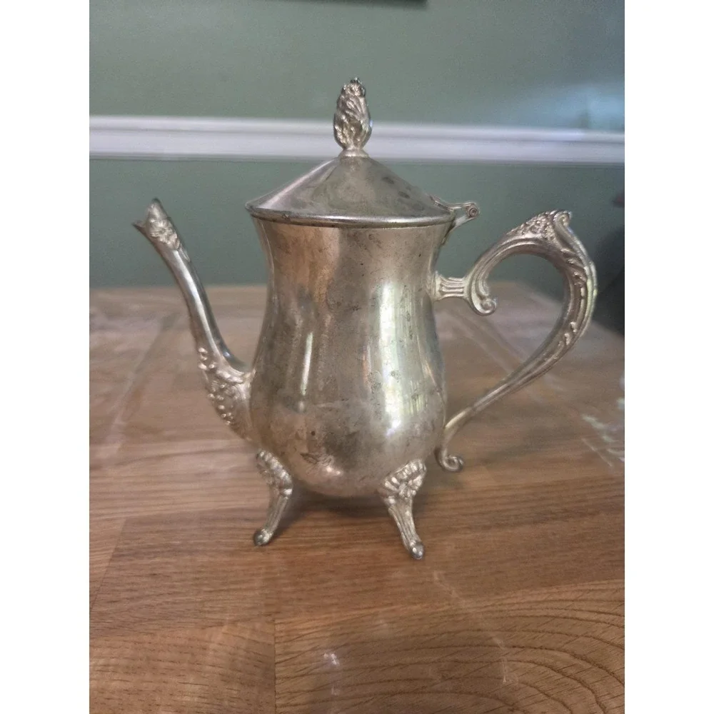 Vintage EP Brass Silver Plate Tea Coffee Pot 9.5
